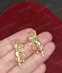 Vintage Gold Cherub Angel Stud Earrings