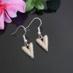 Textured Heart Dangle Antique Silver Earrings