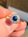 Edwardian Royal Blue Sapphire & Diamond Engagement Ring