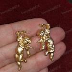 Vintage Gold Cherub Angel Stud Earrings