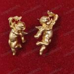Vintage Gold Cherub Angel Stud Earrings