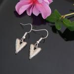 Textured Heart Dangle Antique Silver Earrings