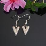 Textured Heart Dangle Antique Silver Earrings