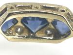 Art Deco 18ct Gold Sapphire Diamond Trilogy Ring