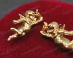 Vintage Gold Cherub Angel Stud Earrings