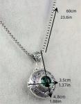 Silver Locket Necklace with Green Crystal