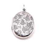 Victorian Silver Oval Locket Pendant from 1880