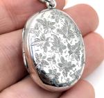 Victorian Silver Oval Locket Pendant from 1880