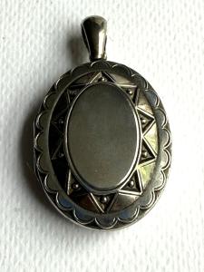 Art Deco Silver Locket Pendant with Hair