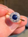 Edwardian Royal Blue Sapphire & Diamond Engagement Ring