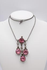 Vintage Pink and White Paste Necklace, c. 1910