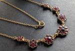 Bohemian Rose Cut Garnet Flower Necklace
