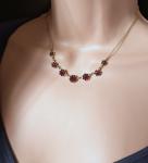 Bohemian Rose Cut Garnet Flower Necklace
