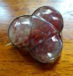 Victorian Pink Agate Carved Trefoil Gilt Brooch