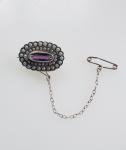 Amethyst Paste and Seed Pearl Silver Brooch