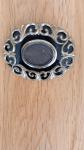 Vintage Enamel Mourning Brooch in Pinchbeck
