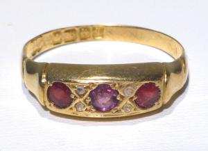 Antique 18ct Gold Ruby Diamond Ring, 1915