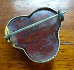 Victorian Pink Agate Carved Trefoil Gilt Brooch