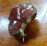 Victorian Pink Agate Carved Trefoil Gilt Brooch
