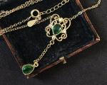 Vintage Green Gemstone and White C Necklace
