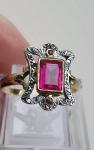 Art Deco 18ct Gold Ruby Spinel Diamond Ring