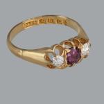 Edwardian Ruby and Diamond Trilogy Ring, 18ct Gold