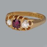 Edwardian Ruby and Diamond Trilogy Ring, 18ct Gold