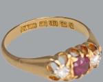Edwardian Ruby and Diamond Trilogy Ring, 18ct Gold