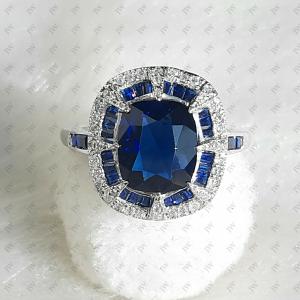Antique 2 Ct Blue Sapphire Art Deco Ring