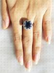 Antique 2 Ct Blue Sapphire Art Deco Ring