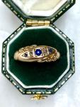 George V 18ct Gold Sapphire Diamond Gypsy Ring