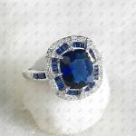 Antique 2 Ct Blue Sapphire Art Deco Ring