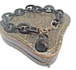 Victorian Whitby Jet Shell Pendant Bracelet