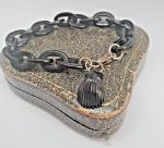 Victorian Whitby Jet Shell Pendant Bracelet