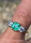 Colombian Emerald & Diamond Trilogy Antique Ring