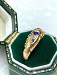 George V 18ct Gold Sapphire Diamond Gypsy Ring