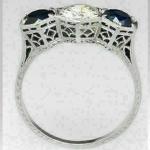 Antique 3 Ct Round Cut Diamond Sapphire Ring