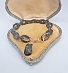 Victorian Whitby Jet Shell Pendant Bracelet