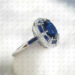 Antique 2 Ct Blue Sapphire Art Deco Ring
