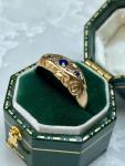 George V 18ct Gold Sapphire Diamond Gypsy Ring