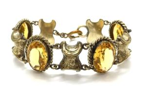 Victorian Etruscan Revival Gold-Plated Citrine Bracelet