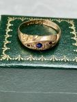 George V 18ct Gold Sapphire Diamond Gypsy Ring