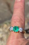 Colombian Emerald & Diamond Trilogy Antique Ring
