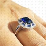 Antique 2 Ct Blue Sapphire Art Deco Ring