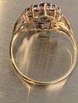Antique 9ct Gold Diamond & Blue Sapphire Ring