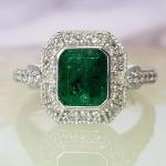 3Ct Emerald Diamond Vintage Art Deco Engagement Ring