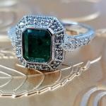 3Ct Emerald Diamond Vintage Art Deco Engagement Ring