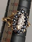 Antique 9ct Gold Diamond & Blue Sapphire Ring