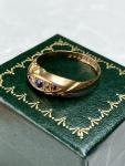 George V 18ct Gold Sapphire Diamond Gypsy Ring