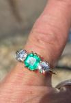 Colombian Emerald & Diamond Trilogy Antique Ring